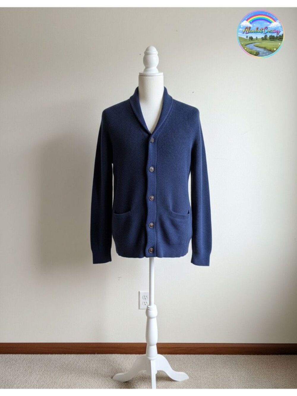 Men's Wool Blend Shawl Collar Cardigan Sweater Button Down Knitwear with Pockets